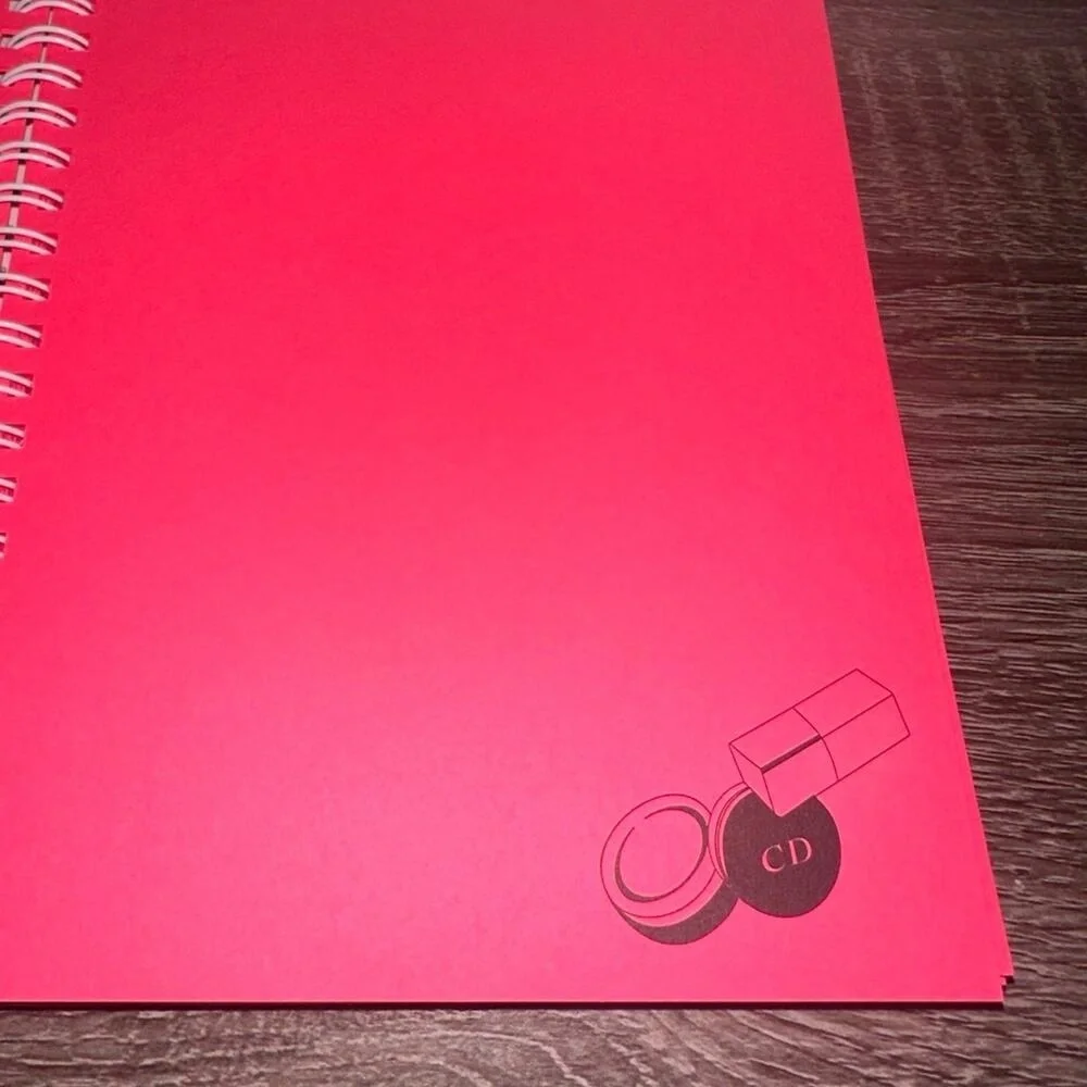 Dior Beauty Limited Edition Spiral Notebook Pink Orange‎ Red Colored Pages VIP